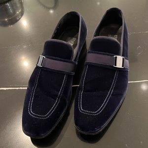Ferragamo Men’s Blue Velvet Loafers Size 13